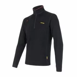 Sensor Merino Fleece Sweatshirt - Herre - Lynlås I Halv Længde - Sort - Str. S